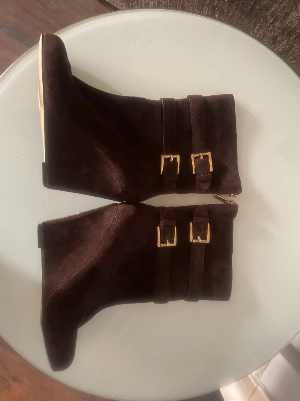 Michael Kors Dark Brown Suede Wedge Ankle Boots